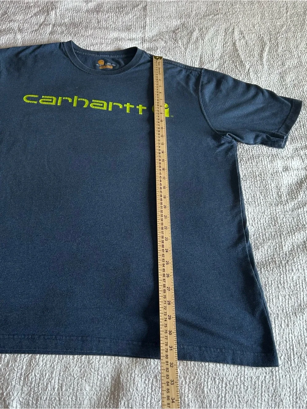 Carhartt Navy Short-Sleeve Tee with Lime Logo Large Tall